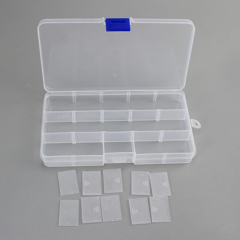 Plastic 15 compartment transparent storage box